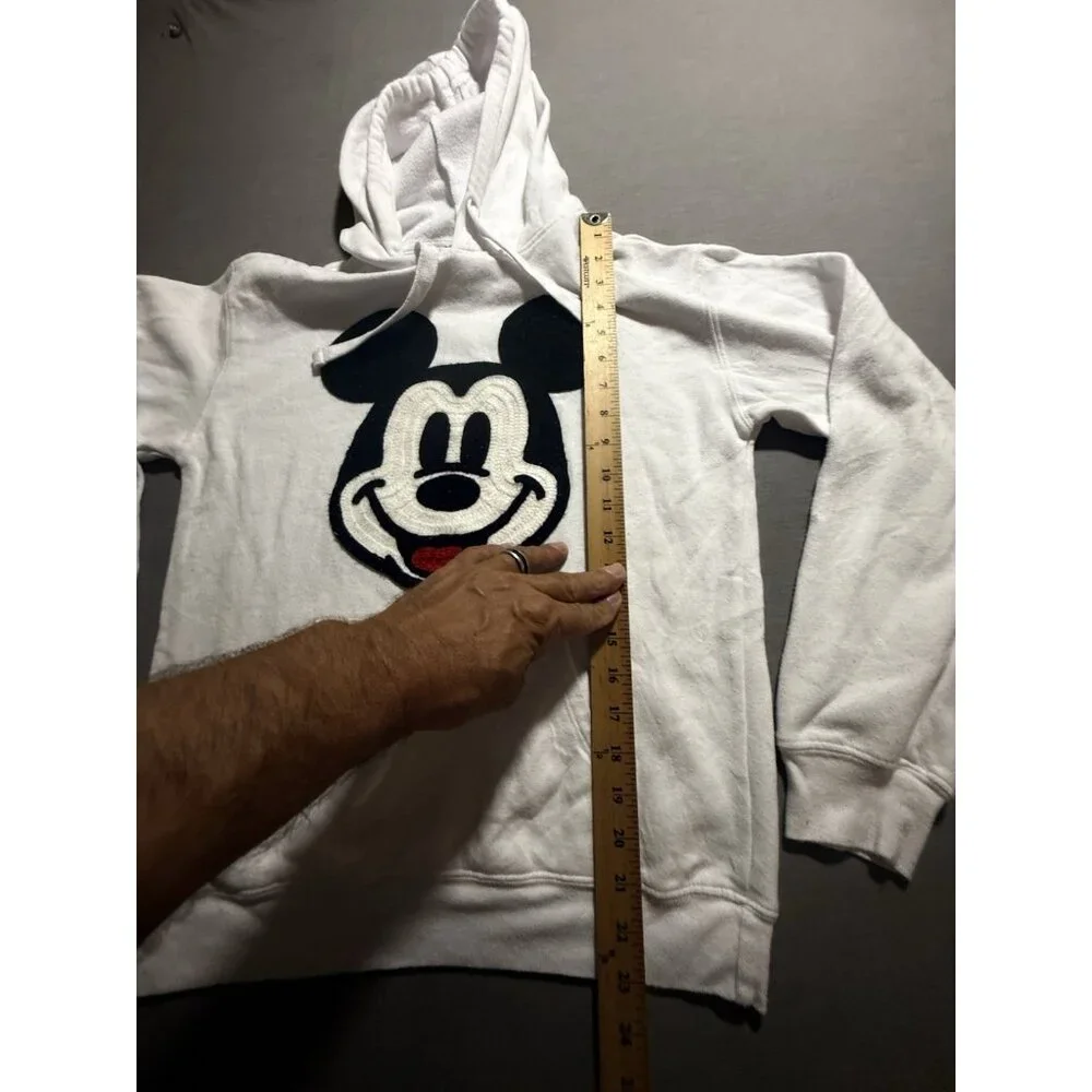 Disney Afghan Micky Mouse Sweatshirt Mens Size XS White Pullover‎ Hoodie